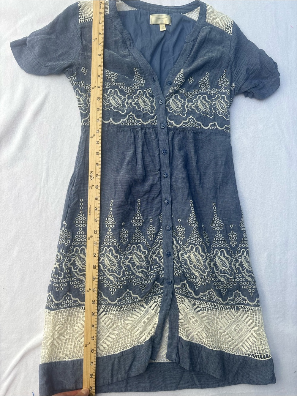 Anthropologie Moulinette Soeurs Lavender-Blue Embroidered Maxi Dress - Picture 4 of 13